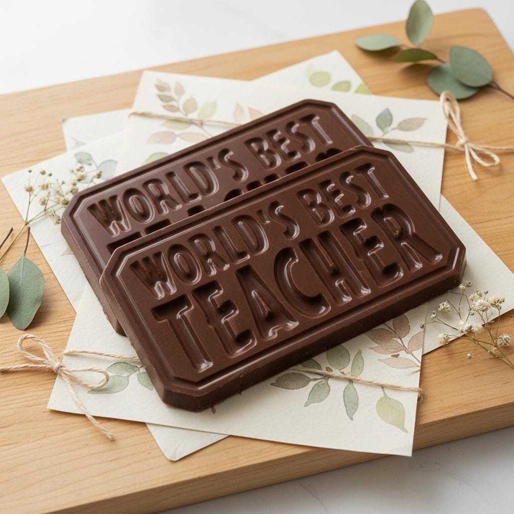 Handmade Belgian Chocolate Bar, World's Teacher Gift, Milk Dark White Options