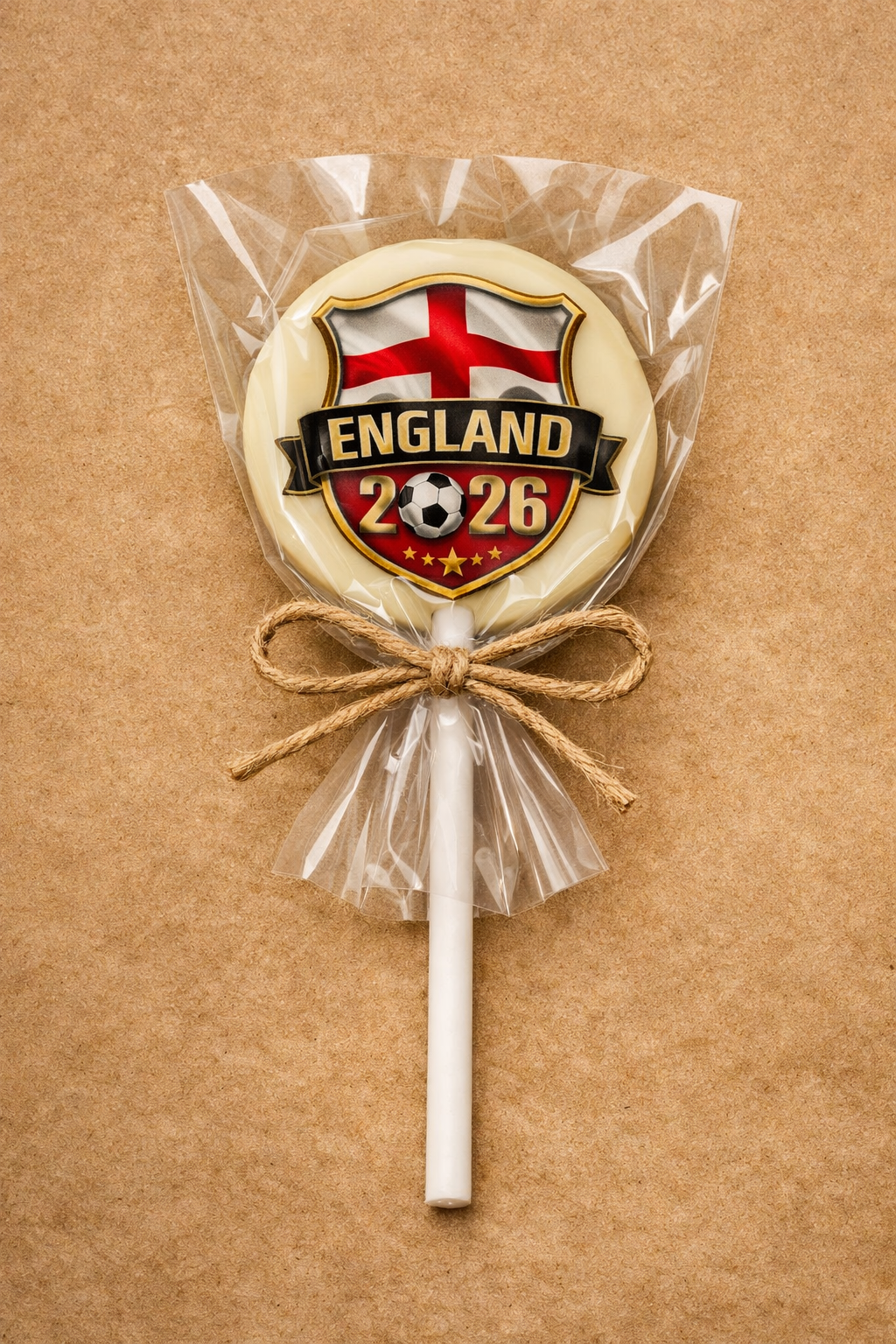 World Cup Belgian White Chocolate Lolly with Edible Image