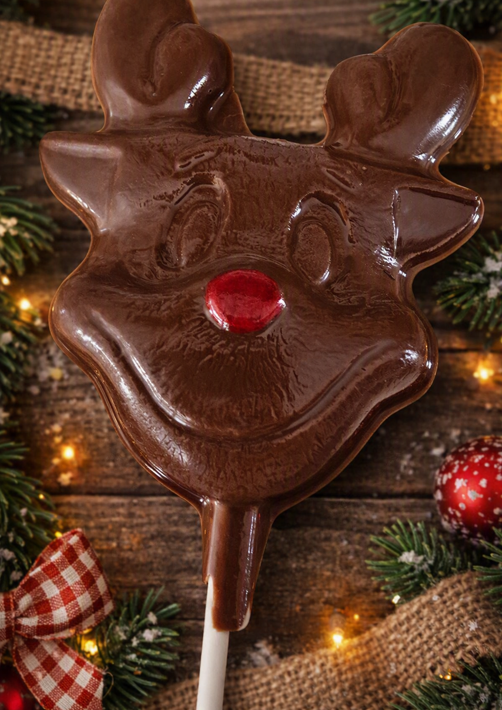 Rudolph The Red Nosed Reindeer Belgian Chocolate Lollipop