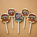 World Cup Belgian White Chocolate Lolly with Edible Image