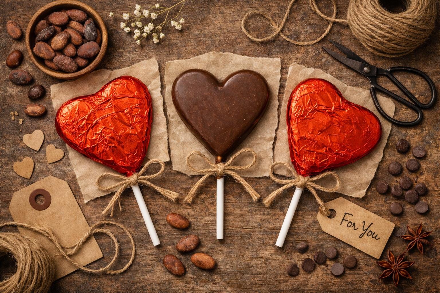 Handmade Milk Chocolate Heart Lollipop – 40g Artisan Treats, Party Favours & Gifts