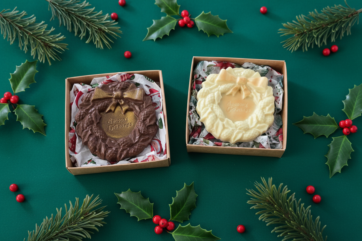 Festive Chocolate Wreaths - Clean Green Background